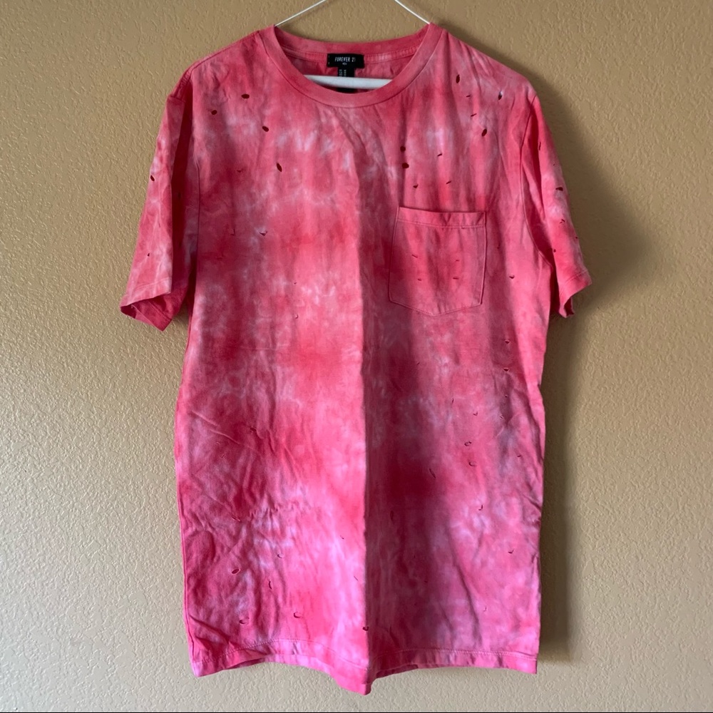 Forever 21 Tie-Dye Distressed Men's T-Shirt - Size Medium